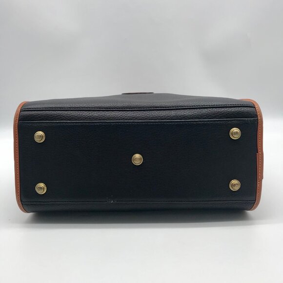 Dooney & Bourke Black & Brown Vintage Buckle Convertible Satchel Bag - Picture 5 of 11